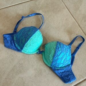 Blue and teal Victoria secrets push up bra